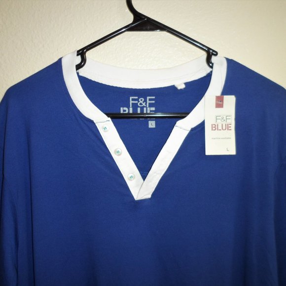 NWOT-Blue T-shirt with Button Detail - Picture 2 of 8